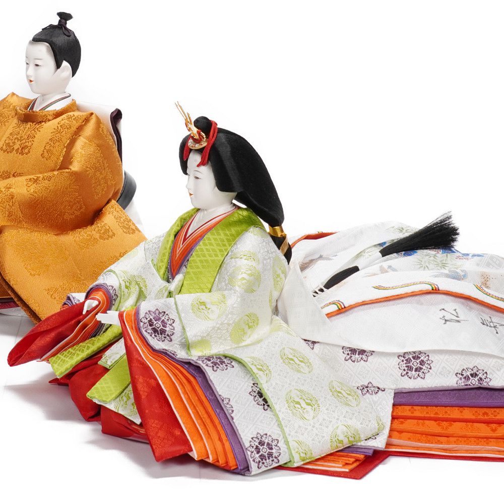 雛人形】京七番 黄櫨染 桐竹鳳凰文様 令和即位の礼 親王飾り | 小出