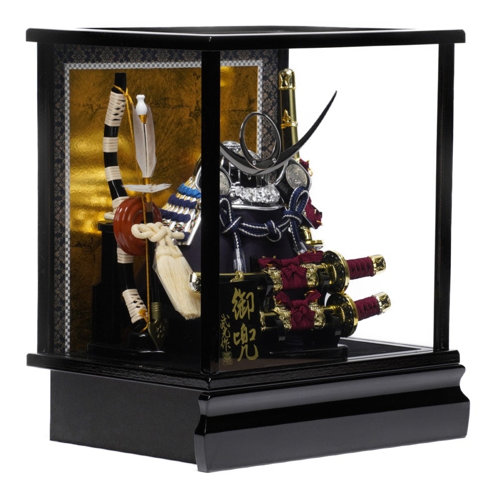 五月人形】5号 上杉 太刀付 兜ガラスケース飾り〈武光作〉[235-065