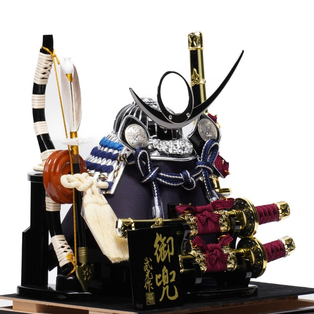 五月人形】5号 上杉 太刀付 兜ガラスケース飾り〈武光作〉[235-065