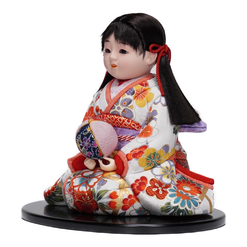 市松人形】6号 木目込み市松 彩華(座り) ガラスケース入り〈芳俊作