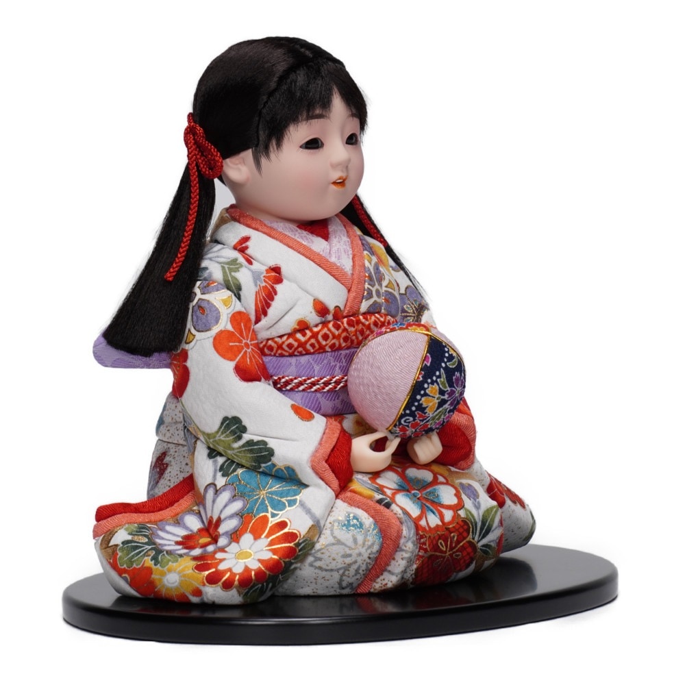 市松人形】6号 木目込み市松 彩華(座り) ガラスケース入り〈芳俊作