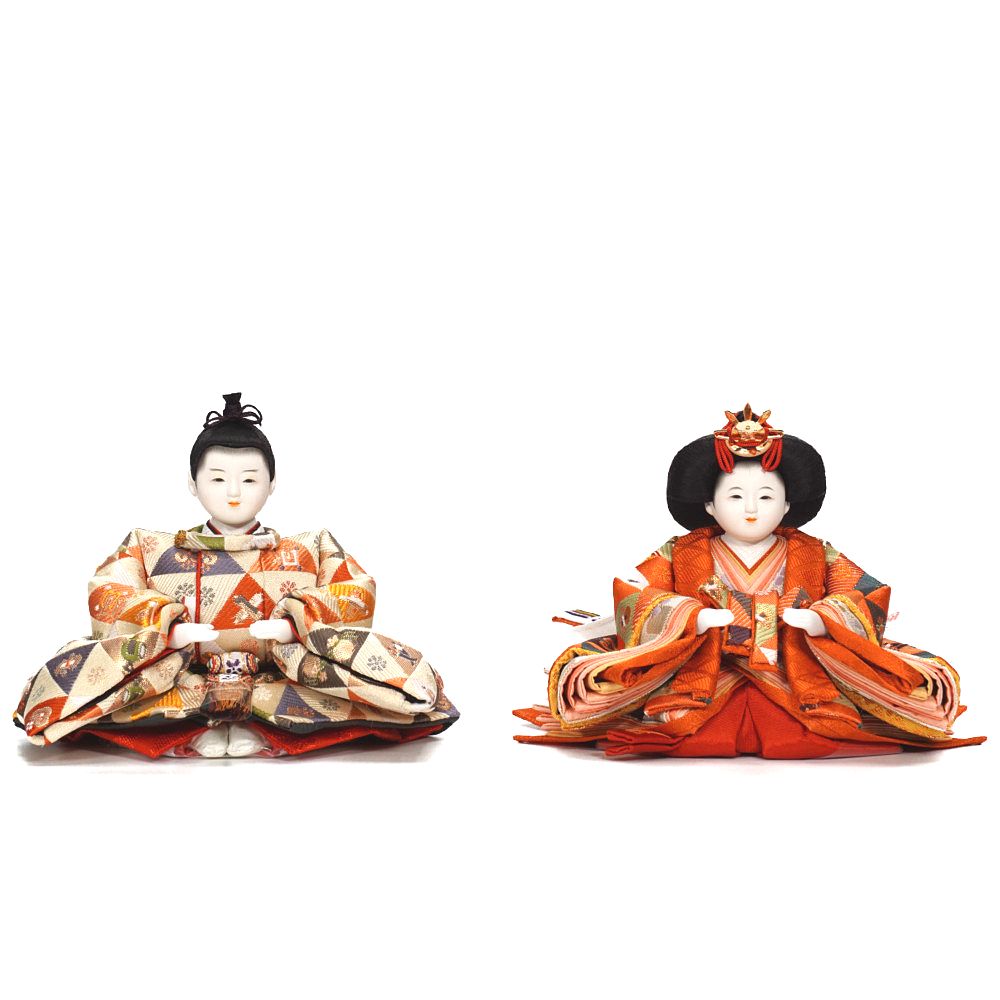 雛人形】三寸 おぼこ雛 宝尽くし文様 親王揃いアクリルケース飾り | 小