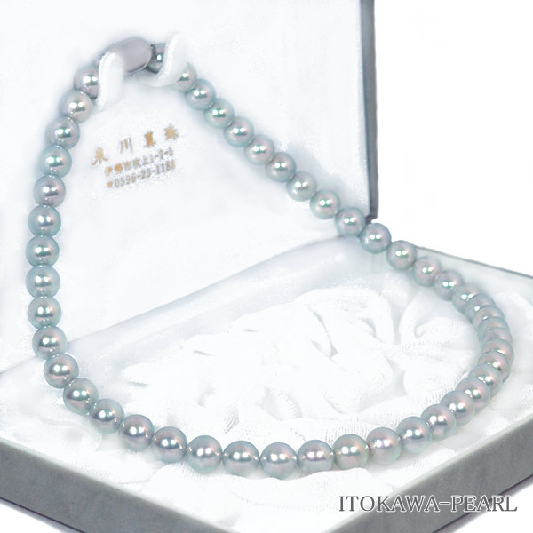 真多麻真珠 グレー系あこや真珠ネックレス＜8.5～9mm＞ 鑑別書付 N