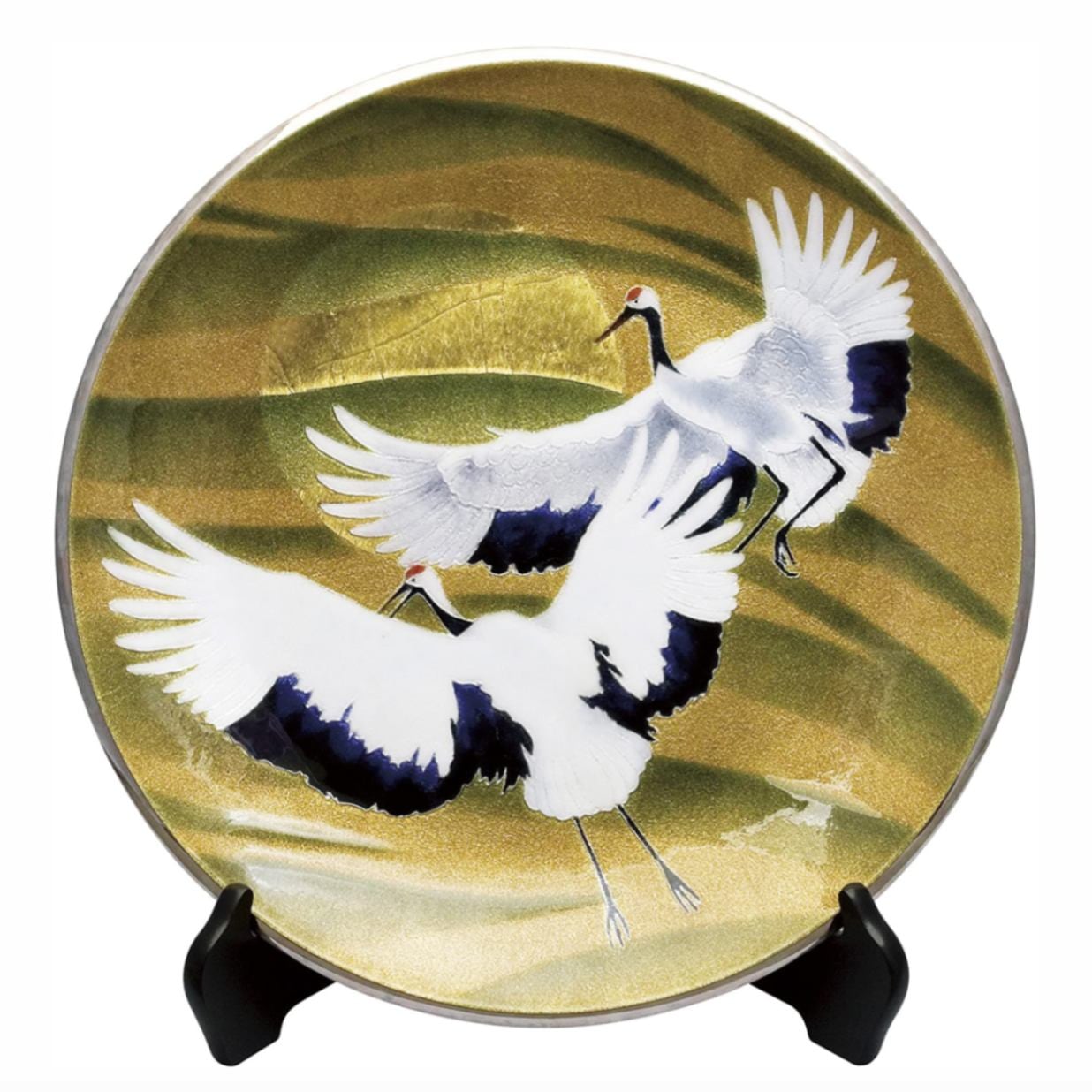 七宝焼き 飾皿 12丸 旭日鶴 | 飾皿 丸形 | 伝統工芸品・和風記念品