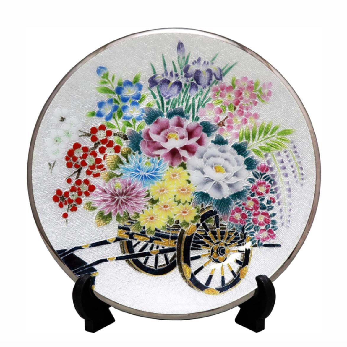 七宝焼き 飾皿 9丸花車 | 飾皿 丸形 | 伝統工芸品・和風記念品 通販