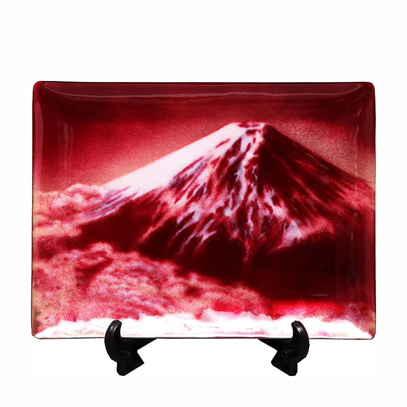 七宝焼き 飾皿 68赤富士 | 飾皿 角形 | 伝統工芸品・和風記念品 通販