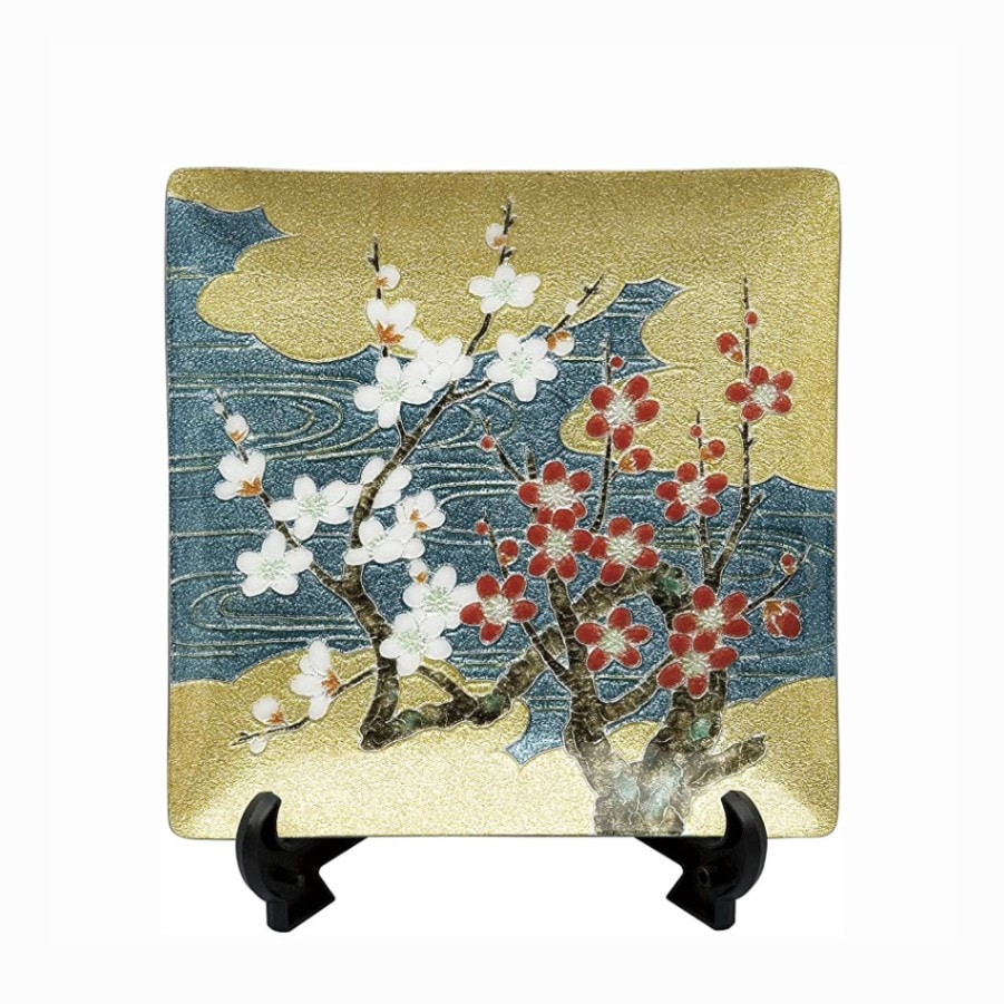 七宝焼き 飾皿 66 紅白梅 | 飾皿 角形 | 伝統工芸品・和風記念品 通販