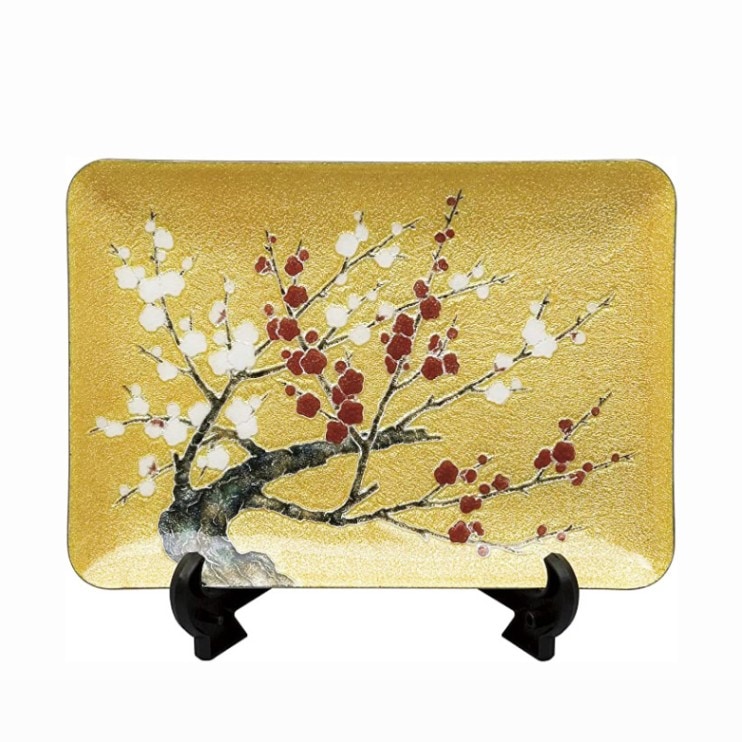 七宝焼き 飾皿 57紅白梅 | 飾皿 角形 | 伝統工芸品・和風記念品 通販