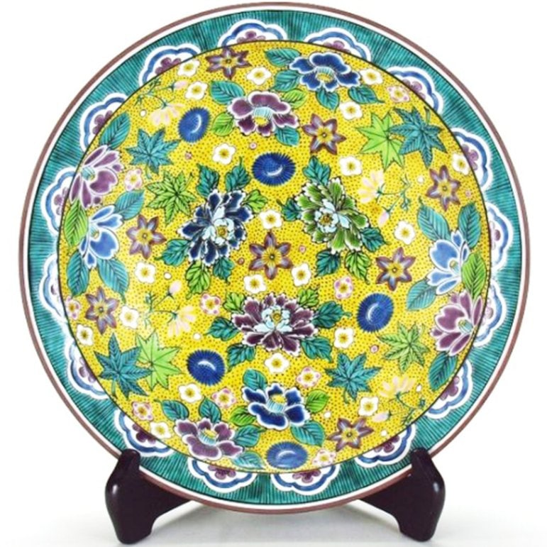 九谷焼 飾皿 10号・古九谷花鳥（皿立付） | 飾皿 | 伝統工芸品・和風