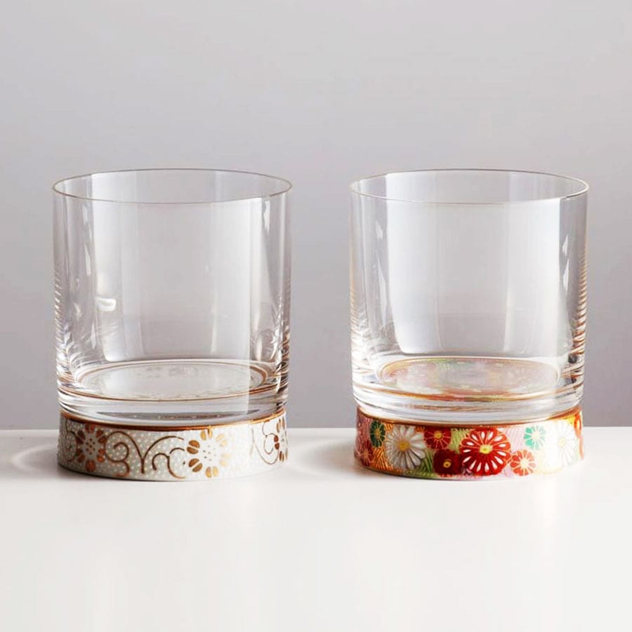 九谷焼 ペアロックグラス 白粒鉄仙・金花詰（または 令和金花詰そら