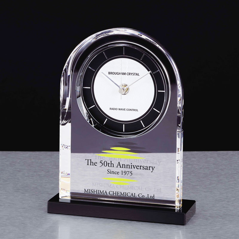 電波置時計 象嵌タイプクリスタル 高さ26cm 美品 電波置時計 象嵌