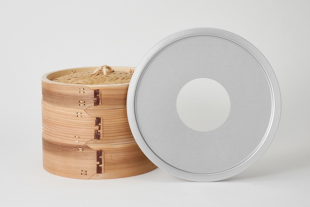 杉 中華せいろ 21cm 蒸し板セット[アルミ蒸し板 本体2 ふた1]※内径24cm