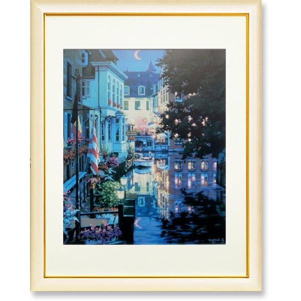 笹倉鉄平・ブルージュの舟着場（アート・複製画） | 笹倉鉄平 | 絵画