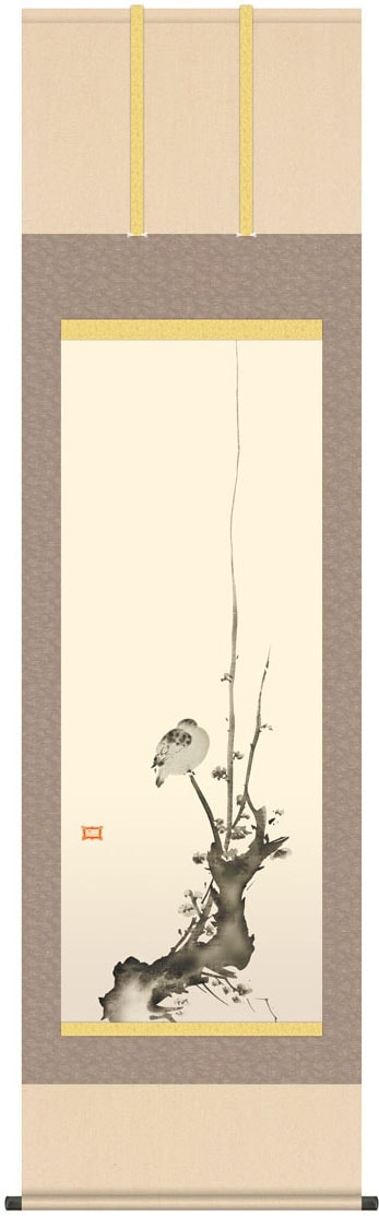 掛け軸 掛軸 宮本武蔵 紅梅鳩図 （ こうばいはとず ） （尺五） | 宮本