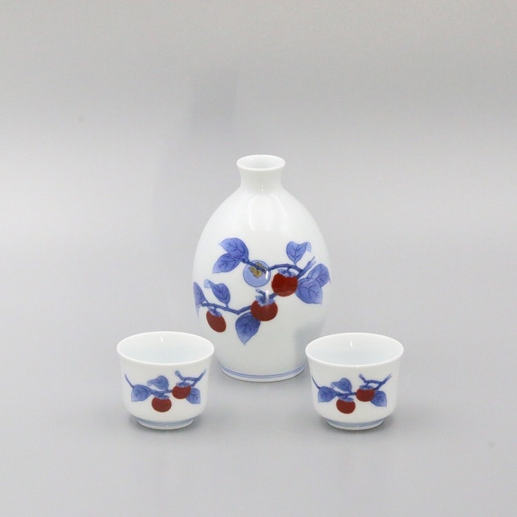 お預け徳利揃 染錦柿文 | 酒器・ぐい呑 | 柿右衛門窯公式オンライン