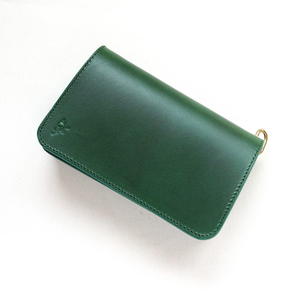 革蛸謹製台形ミドルワレット グリーン | 革蛸謹製ミドルワレット,革蛸