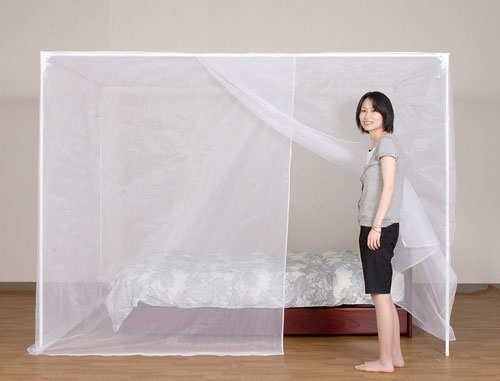 自立スタンド蚊帳 片麻(色：生成り) 6畳用 - 国内蚊帳生産No.1 越前