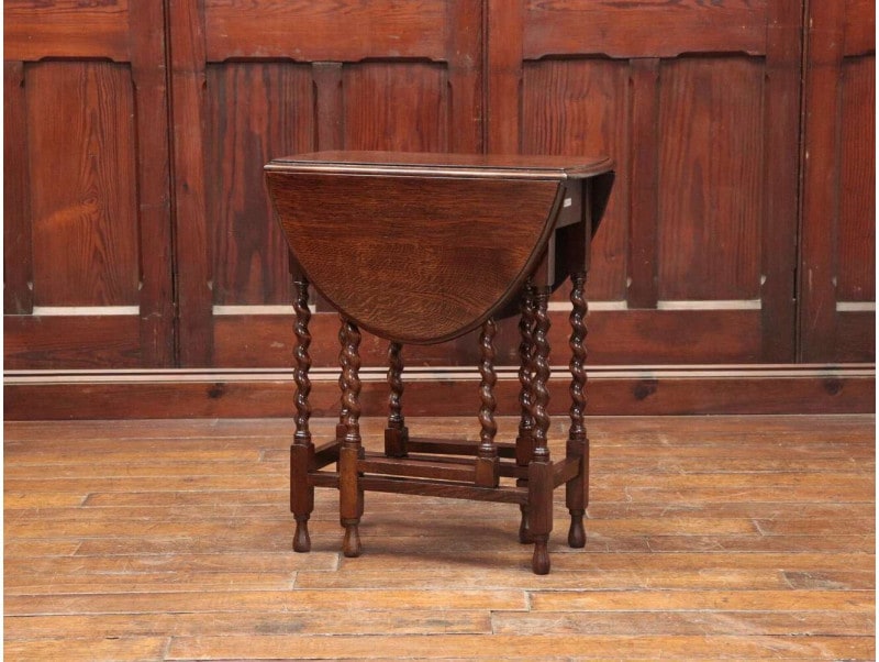 英国アンティーク木製ゲートレッグテーブル/ダイニング机バタフライ(91