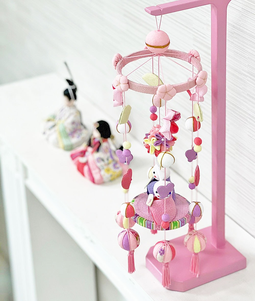 雛人形 コンパクト うさぎちりめんつるし雛｜愛らしいうさぎ柄つるし