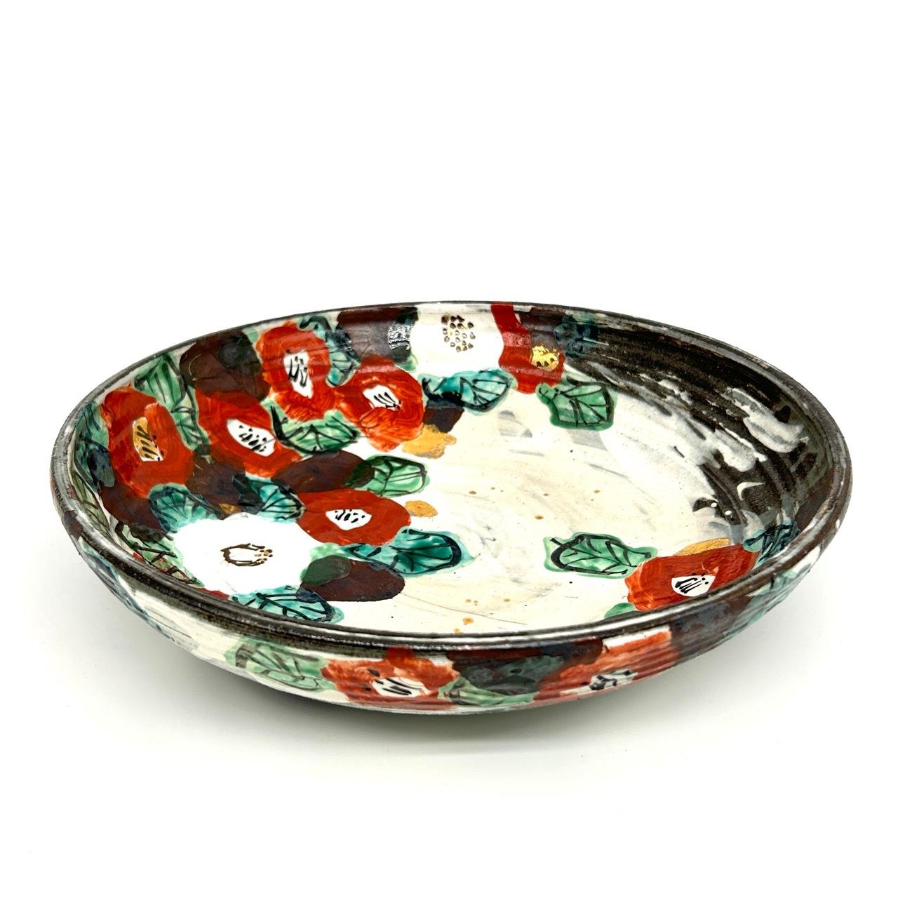 芳州窯】【和田一人作】紅白椿 大鉢【手描き】【美濃焼】｜創亭やぶき