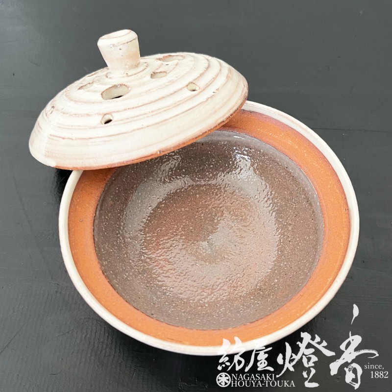 香器『香炉【粉引平香炉(こびきひらこうろ)】紙箱入[京焼・清水焼/圭司