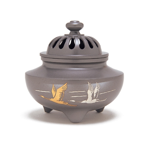 日本香堂の香器『香炉【玉利久双鶴(たまりきゅうそうづる)】高岡銅器