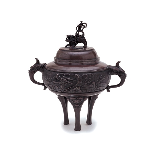 香器/香道具『香炉【龍地紋(りゅうちもん)】木箱入[高岡銅器]』日本香