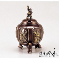 香炉/香器『高岡銅器【小判型七福神小恵比須大黒蓋香炉】銅製/能作吉