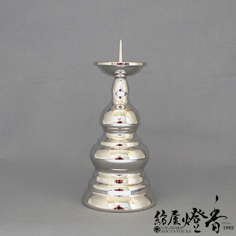 仏具/仏壇用品『純銀製ろうそく立て【燭台】桐箱入』森銀器製作所