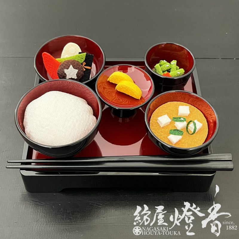 仏事具/ちりめん細工『手間いらず仏膳【ちりめん・京の御膳[みやび