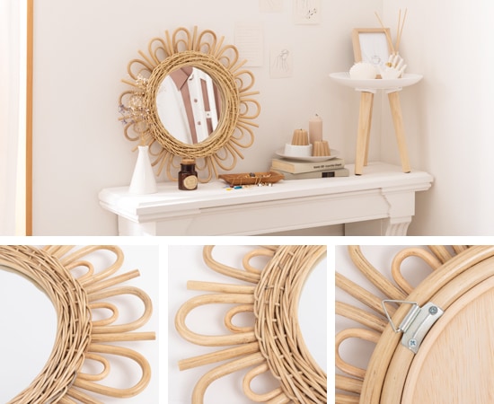 ラタンミラー（Cタイプ）｜鏡｜ミラー｜天然素材｜ラタン｜ウォール