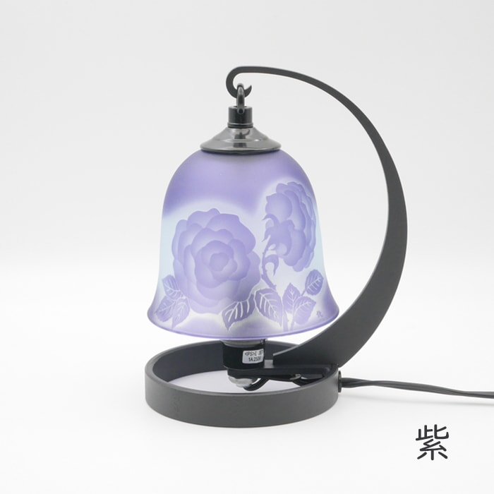 ☆薔薇の段彫りランプ（木箱付） | 北一硝子 まごころお届け便