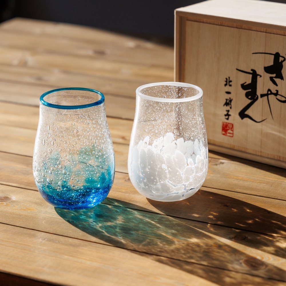☆泡しぶき グラスペア (木箱付) | 北一硝子 まごころお届け便