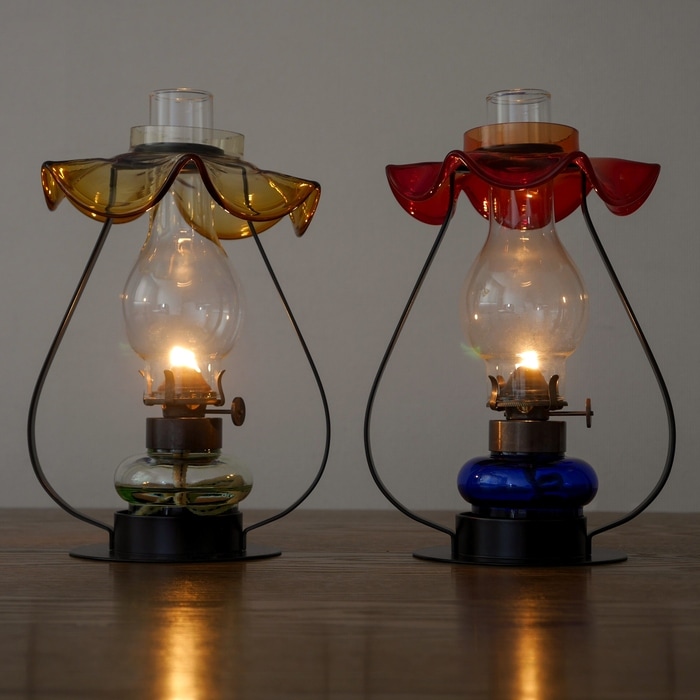 2分笠付き置きランプ 赤 | 北一硝子 まごころお届け便