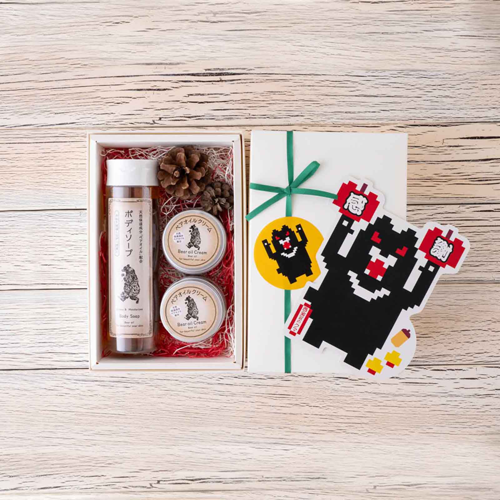 ギフトセット＞ベアオイルクリーム×2,ボディソープ×1/ポストカード付き