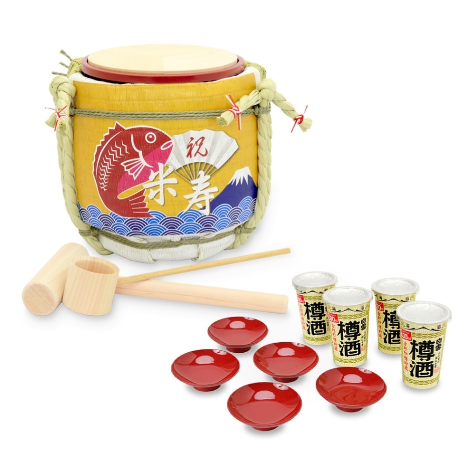 日本酒入り菰樽◇ミニ鏡開き樽酒セット 傘寿｜明治創業菰樽専門店岸本