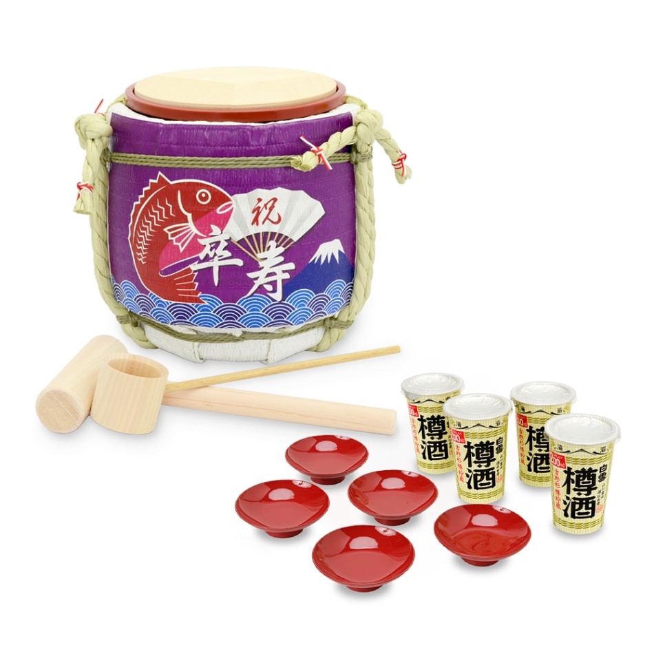日本酒入り菰樽◇ミニ鏡開き樽酒セット 傘寿｜明治創業菰樽専門店岸本