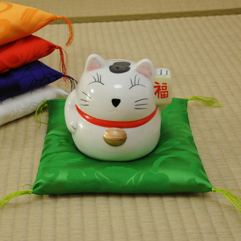 置物用ミニ座布団 正絹(絹100％) 緑 | 置物用ミニ座布団 正絹(絹100