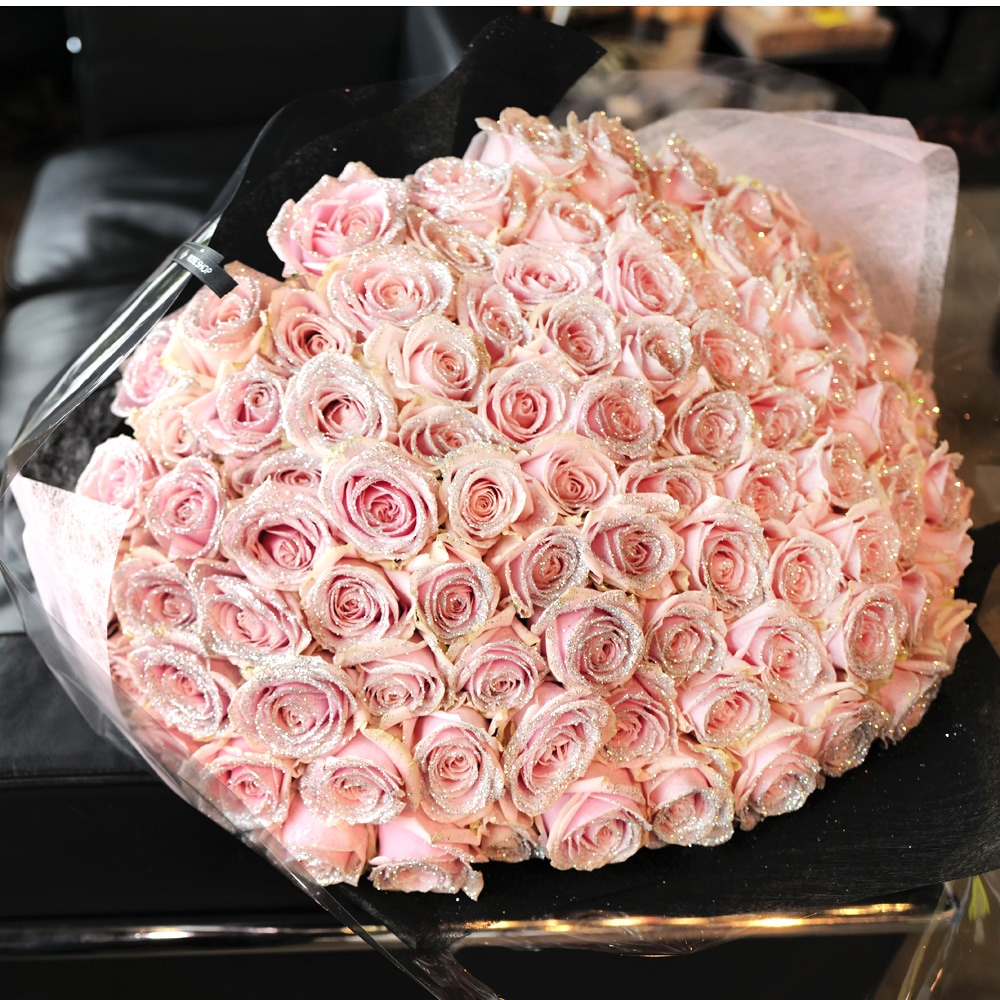 キラキラピンクローズ 100本の花束 | バラ・生花,ピンクローズ,花束