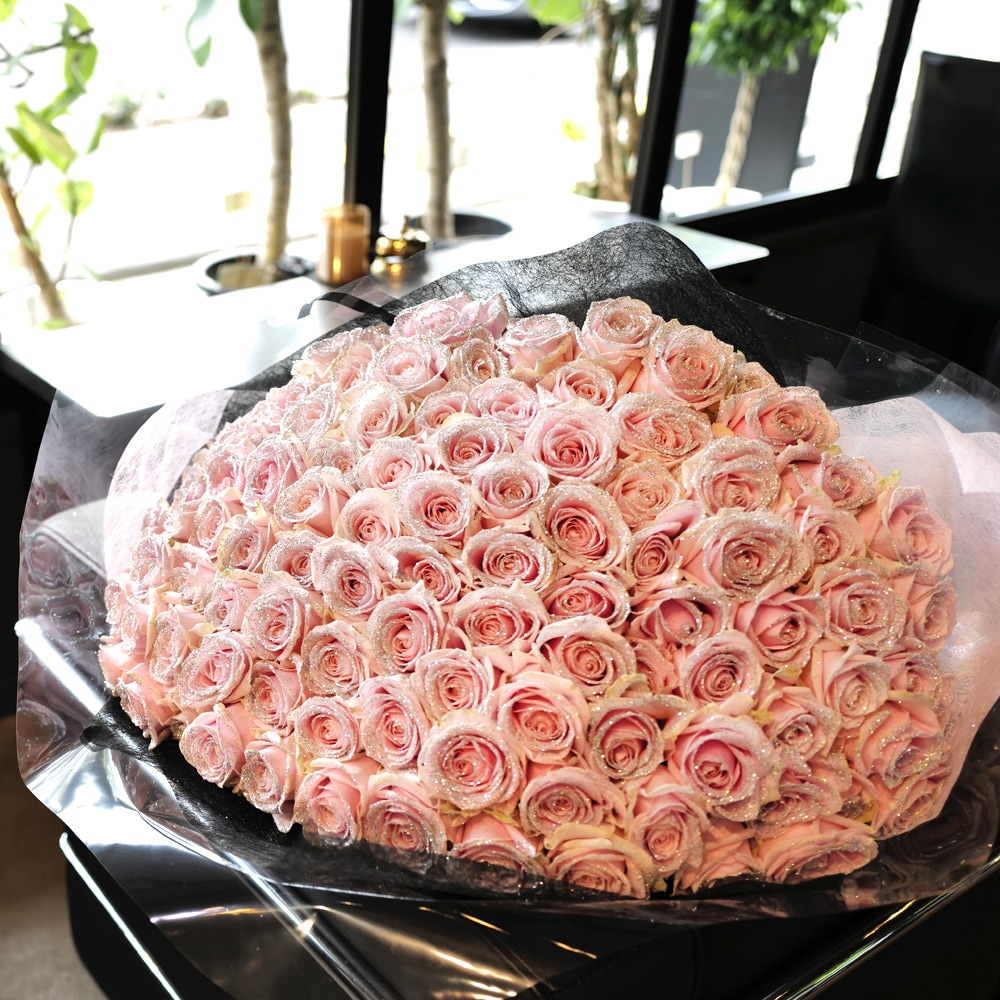 キラキラピンクローズ 108本の花束 | バラ・生花,ピンクローズ,花束