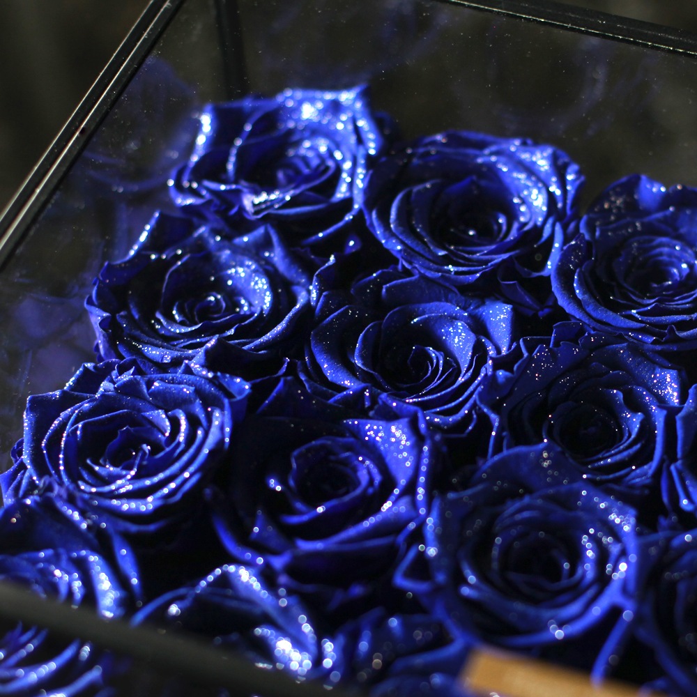 青いバラ プリザーブドフラワー ガラスBOX | すべての商品 | ROSESHOP