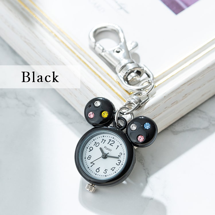 懐中時計 レディース キーホルダーウォッチ バッグチャーム ネズミ