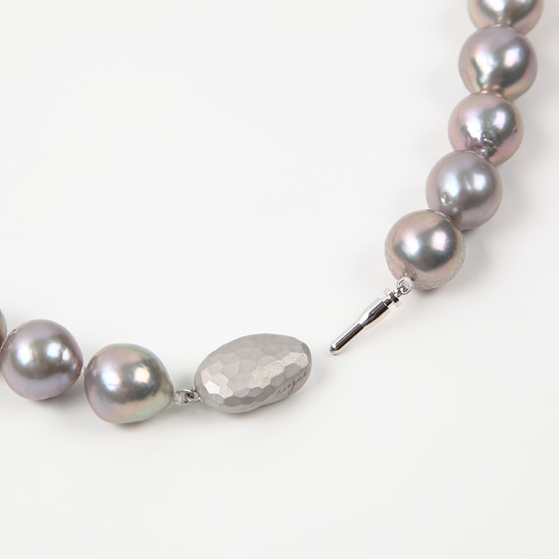 大粒バロックパール ロングネックレス 約86cm淡水 メタリックグレー 11