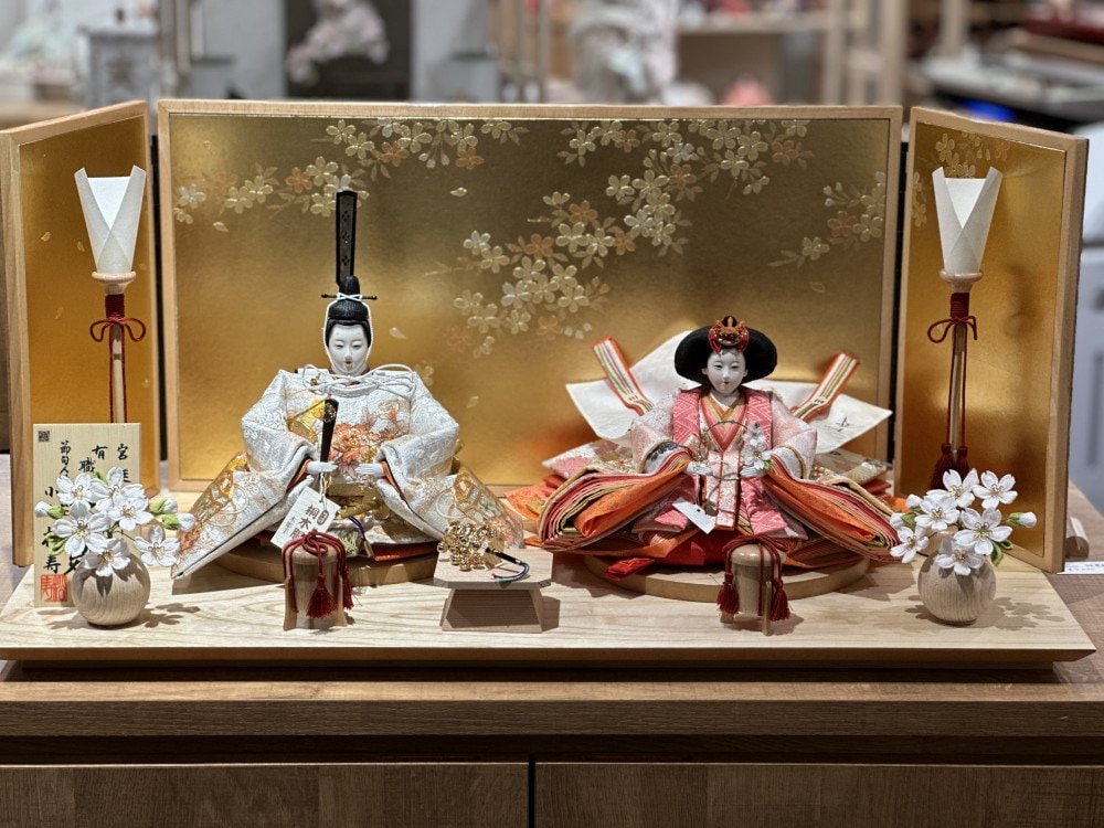 親王飾り　9番サイズ 京九番親王「草木染黄櫨染」親王飾りセット - 沙雅の人形