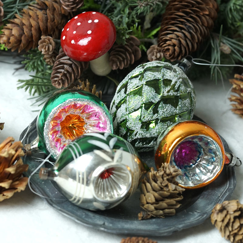 アンティーク薄ガラスオーナメント5個入アソートセット gx-583の通販