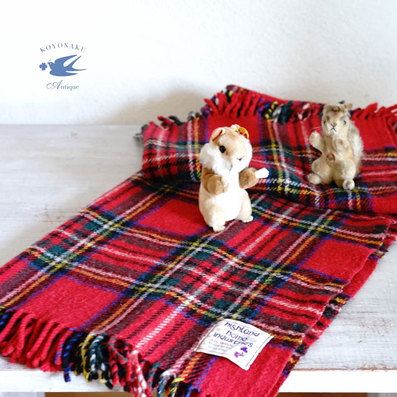 ヴィンテージスコティッシュタータンチェックブランケット150×125cm