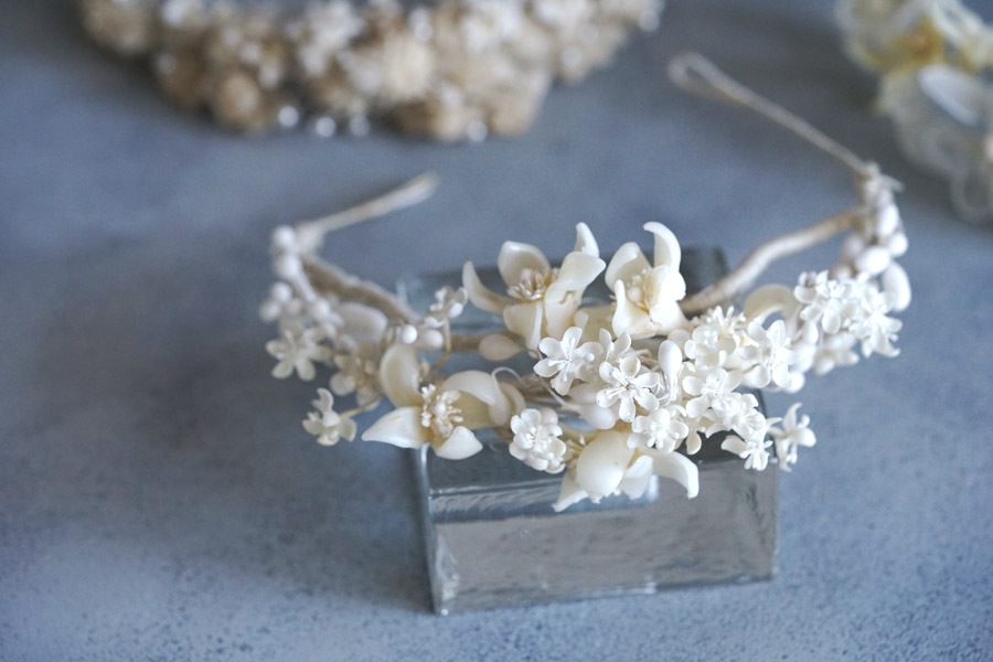 アンティークワックスフラワーティアラ 1900年代頃 ga-985の通販