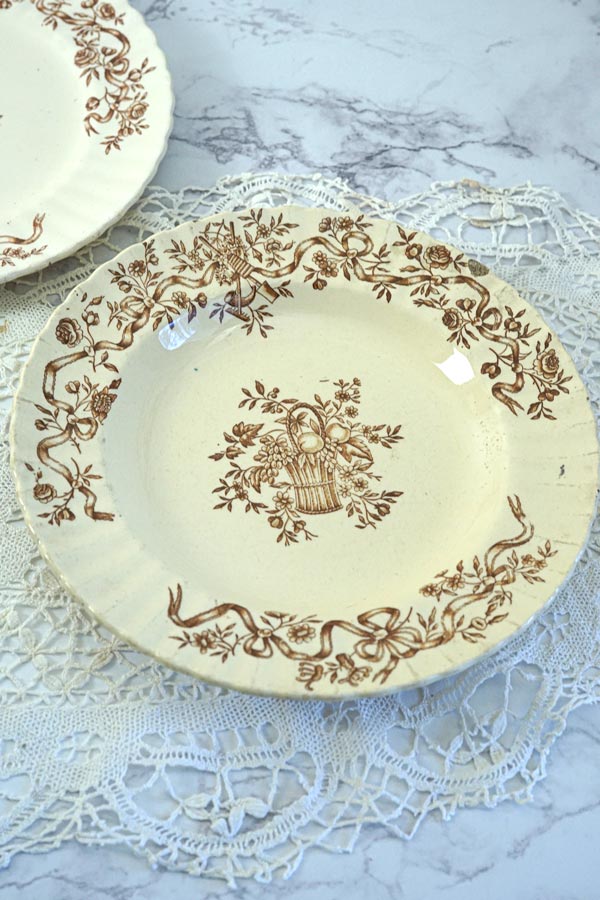 ロンシャンマロン色のリボンLongchamp Rubans深皿W24.5×3.5cm gc-1528