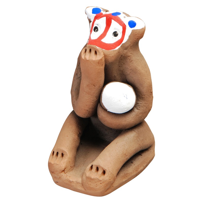 三匹猿（大）【木葉猿窯元】-6032-民芸品・工芸品