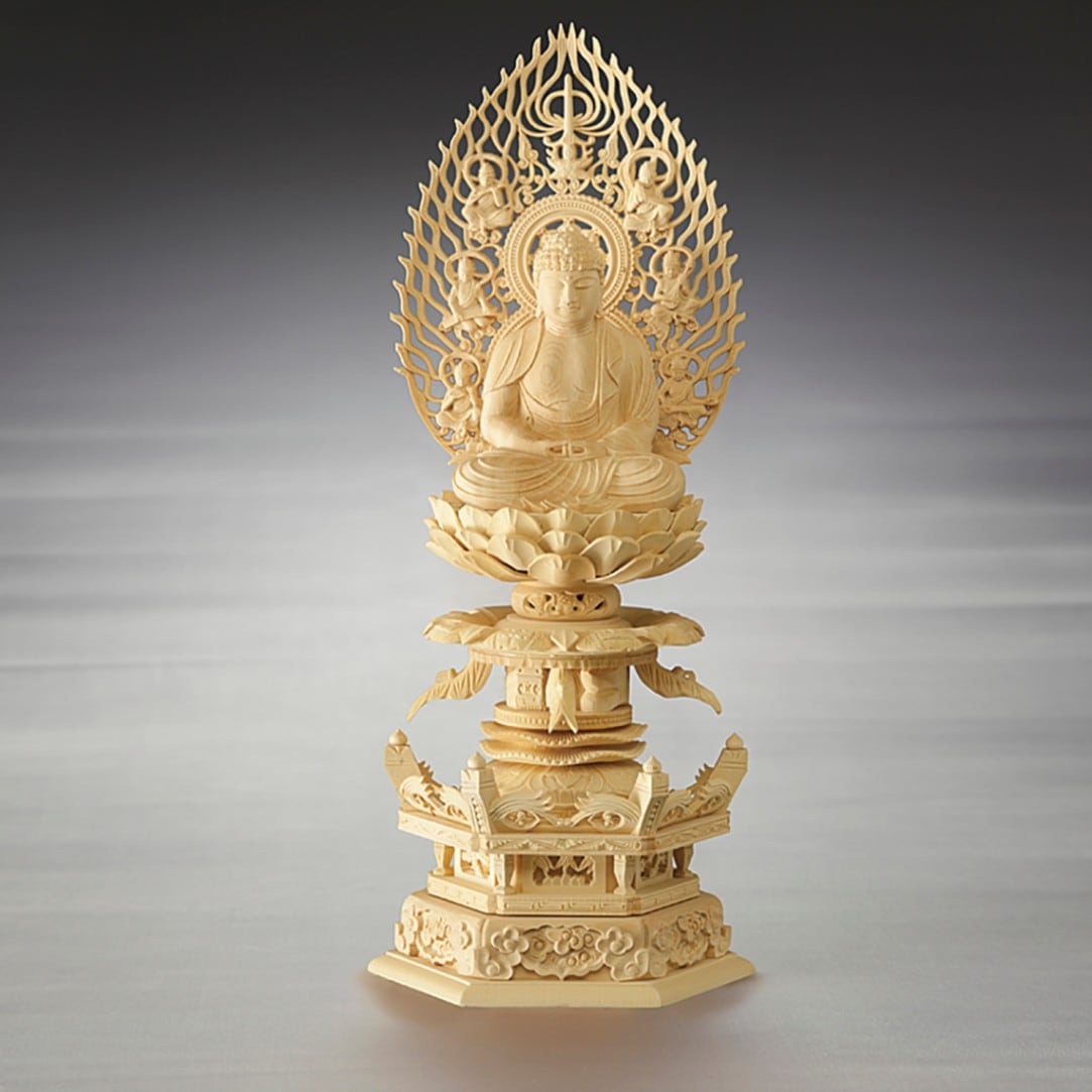 天台宗仏像・柘植 阿弥陀如来座像 六角ケマン台座 | 仏具 | くらとも